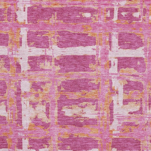 HomeRoots 5' Blush Ivory Orange Striped Washable Area Rug with UV Protection - Perfect for High-Traffic Spaces! 662767