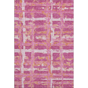 HomeRoots 9' X 12' Stylish Blush Ivory Orange Striped Washable Area Rug with UV Protection for Everyday Use 662770