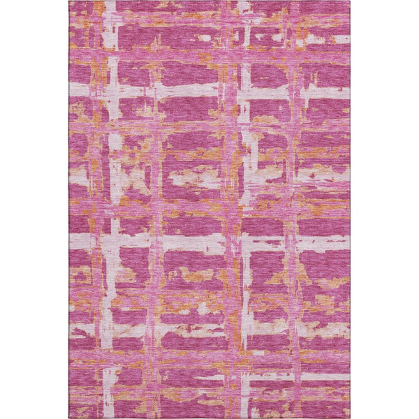 HomeRoots 9' X 12' Stylish Blush Ivory Orange Striped Washable Area Rug with UV Protection for Everyday Use 662770