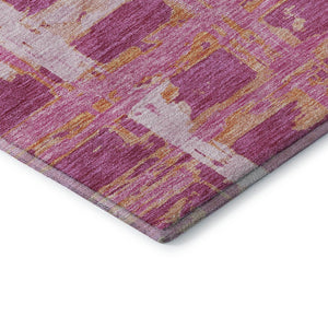 HomeRoots 9' X 12' Stylish Blush Ivory Orange Striped Washable Area Rug with UV Protection for Everyday Use 662770