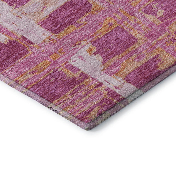 HomeRoots 9' X 12' Stylish Blush Ivory Orange Striped Washable Area Rug with UV Protection for Everyday Use 662770