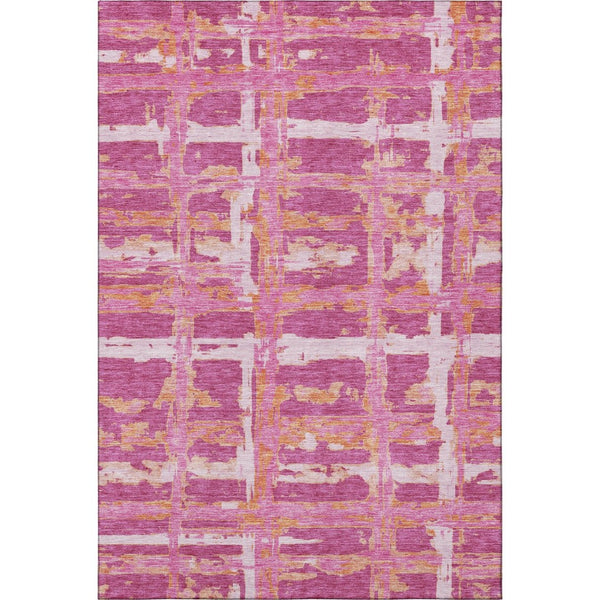 HomeRoots 9' X 12' Stylish Blush Ivory Orange Striped Washable Area Rug with UV Protection for Everyday Use 662770