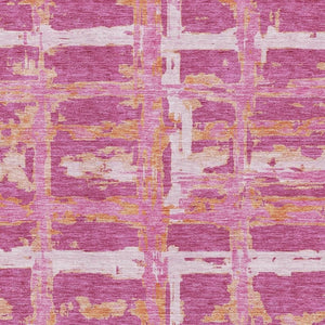 HomeRoots 10' X 14' Washable Blush Ivory & Orange Striped Area Rug with UV Protection for Family Spaces 662771