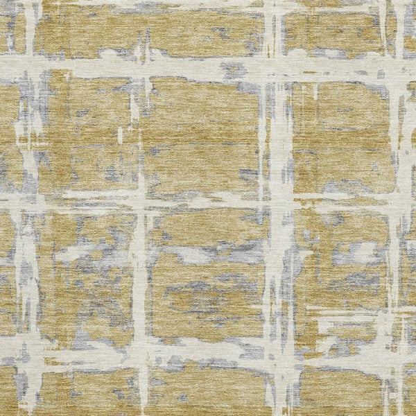 HomeRoots 10' Gold Ivory & Gray Striped Washable Area Rug - UV Protected, Durable, Ideal for Large Spaces 662777