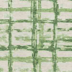 HomeRoots 9' X 12' Green And Ivory Striped Area Rug - Durable, Stain-Resistant, UV Protected for Any Room 662782