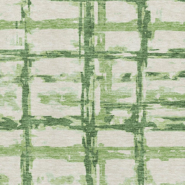 HomeRoots 9' X 12' Green And Ivory Striped Area Rug - Durable, Stain-Resistant, UV Protected for Any Room 662782