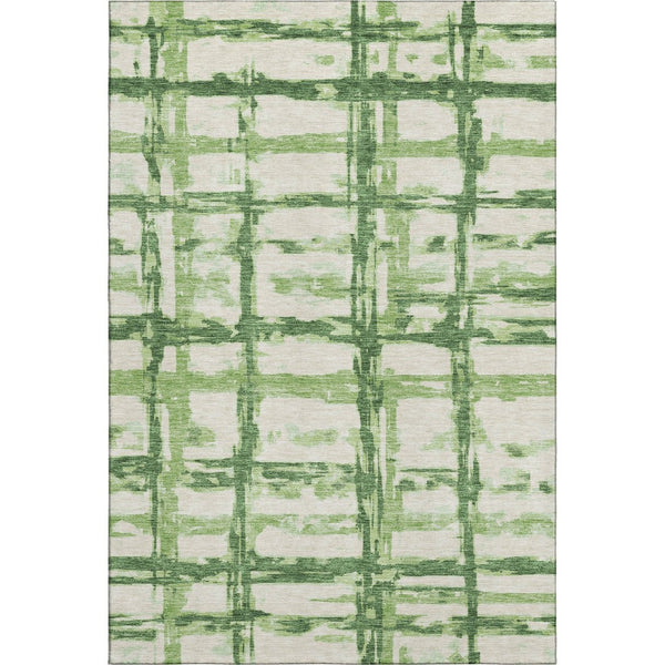 HomeRoots 10' Green and Ivory Striped Washable Area Rug - UV Protected, Stain-Resistant, Ideal for High-Traffic Areas 662783