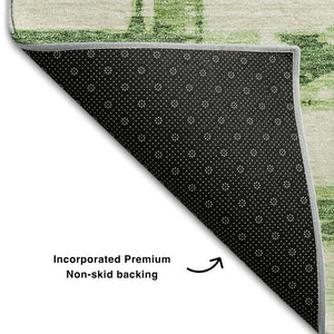HomeRoots 10' Green and Ivory Striped Washable Area Rug - UV Protected, Stain-Resistant, Ideal for High-Traffic Areas 662783