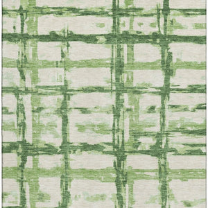 HomeRoots 10' Green and Ivory Striped Washable Area Rug - UV Protected, Stain-Resistant, Ideal for High-Traffic Areas 662783
