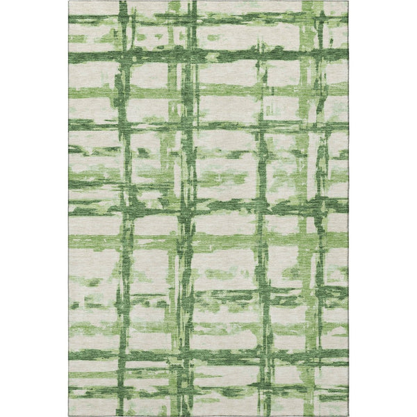 HomeRoots 10' Green and Ivory Striped Washable Area Rug - UV Protected, Stain-Resistant, Ideal for High-Traffic Areas 662783