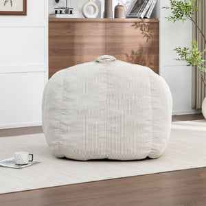 English Elm Giant Corduroy Bean Bag with Armrests Shredded Foam Lounge Chair for Living Room Beige W2200P442622