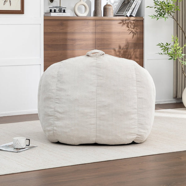 English Elm Giant Corduroy Bean Bag with Armrests Shredded Foam Lounge Chair for Living Room Beige W2200P442622