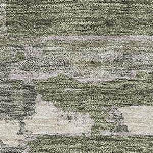 HomeRoots 5' Olive Green & Beige Striped Washable Area Rug - UV Protected, Stain Resistant for High-Traffic Rooms 662791