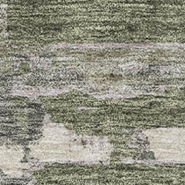HomeRoots 5' Olive Green & Beige Striped Washable Area Rug - UV Protected, Stain Resistant for High-Traffic Rooms 662791