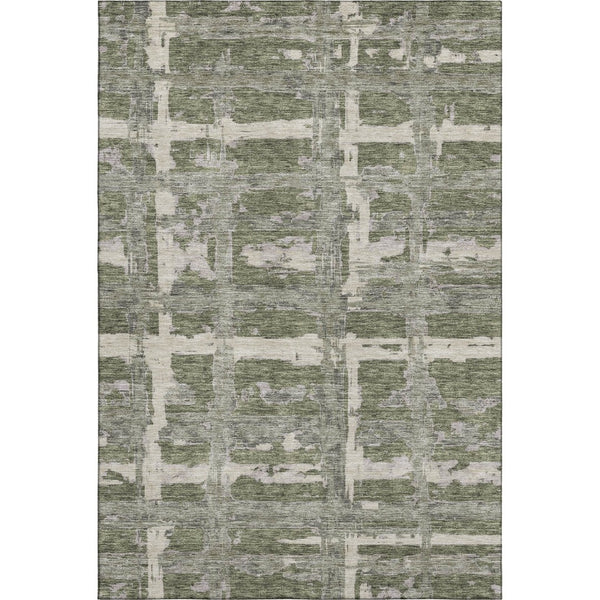 HomeRoots 8' X 10' Olive Green & Beige Striped Washable Area Rug - UV Protected, Durable, Stylish & Easy Care 662793