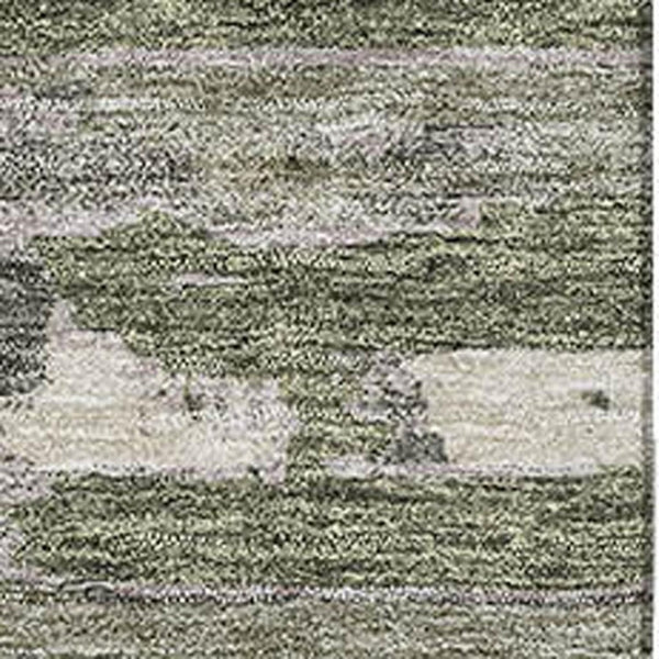 HomeRoots 8' X 10' Olive Green & Beige Striped Washable Area Rug - UV Protected, Durable, Stylish & Easy Care 662793
