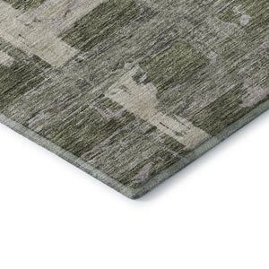 HomeRoots 10' Olive Green & Beige Striped Washable Area Rug with UV Protection - Durable, Stylish & Easy Care! 662795