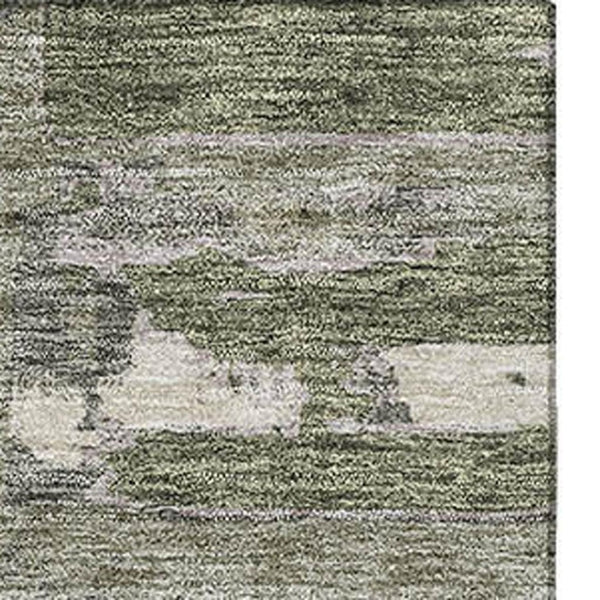 HomeRoots 10' Olive Green & Beige Striped Washable Area Rug with UV Protection - Durable, Stylish & Easy Care! 662795