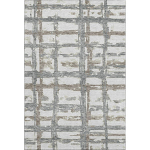 HomeRoots 5' X 8' Stylish Silver Ivory and Gray Striped Washable Area Rug with UV Protection for Your Home 662803
