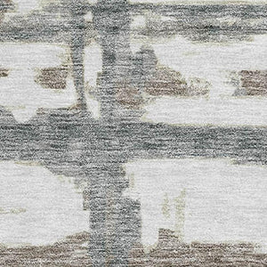 HomeRoots 8' X 10' Stylish Silver, Ivory & Gray Striped Washable Area Rug with UV Protection for Any Space 662805