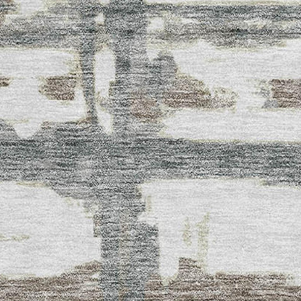 HomeRoots 8' X 10' Stylish Silver, Ivory & Gray Striped Washable Area Rug with UV Protection for Any Space 662805