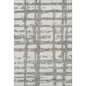 HomeRoots 9' Stylish Silver Ivory & Gray Striped Washable Area Rug - UV Protected, Stain-Resistant, Durable Design 662806