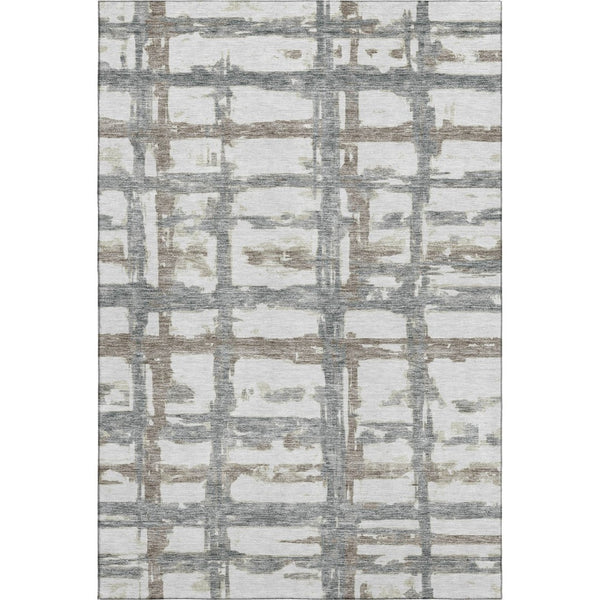 HomeRoots 10' X 14' Silver, Ivory & Gray Striped Area Rug – Washable, UV Protected, Perfect for Busy Homes! 662807
