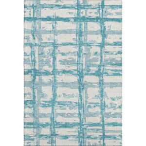 HomeRoots 8' X 10' Teal and Ivory Striped Area Rug - Washable, UV Protected, Durable for Homes with Kids & Pets 662823