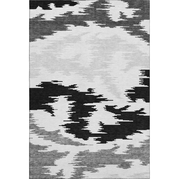 HomeRoots 8' X 10' Stylish Black, Gray & Silver Abstract Area Rug - Washable, UV-Protected & Kid-Friendly Design 662829
