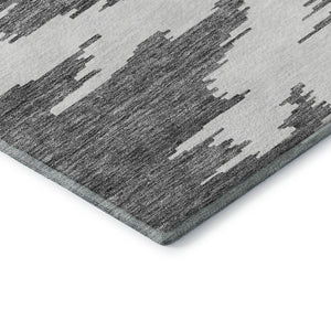HomeRoots 8' X 10' Stylish Black, Gray & Silver Abstract Area Rug - Washable, UV-Protected & Kid-Friendly Design 662829