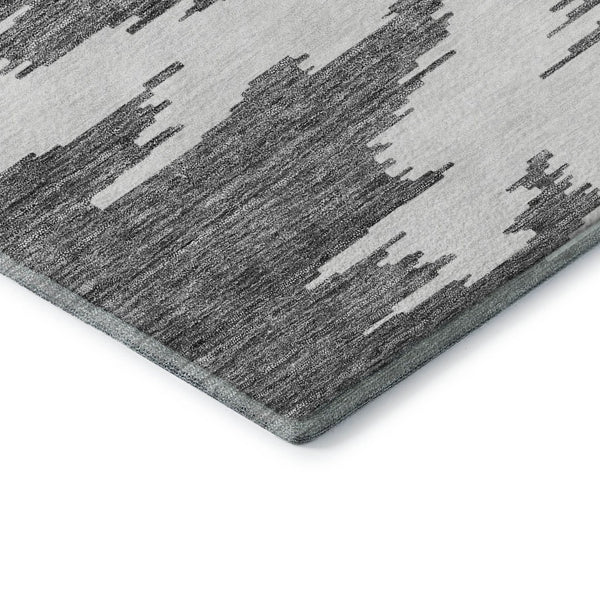 HomeRoots 8' X 10' Stylish Black, Gray & Silver Abstract Area Rug - Washable, UV-Protected & Kid-Friendly Design 662829