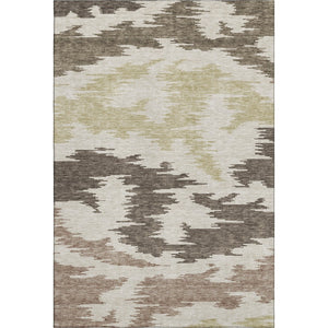 HomeRoots 8' X 10' Washable Chocolate Beige Taupe Abstract Area Rug – Durable, UV-Protected, Modern Style! 662835