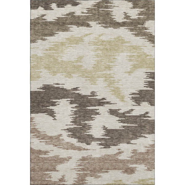HomeRoots 8' X 10' Washable Chocolate Beige Taupe Abstract Area Rug – Durable, UV-Protected, Modern Style! 662835