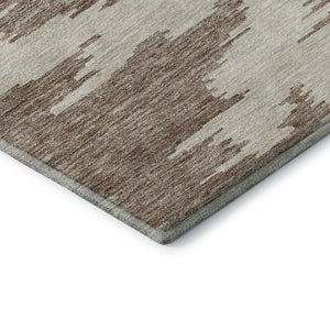HomeRoots 8' X 10' Washable Chocolate Beige Taupe Abstract Area Rug – Durable, UV-Protected, Modern Style! 662835