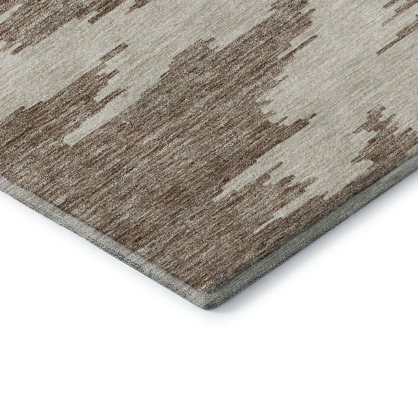 HomeRoots 8' X 10' Washable Chocolate Beige Taupe Abstract Area Rug – Durable, UV-Protected, Modern Style! 662835