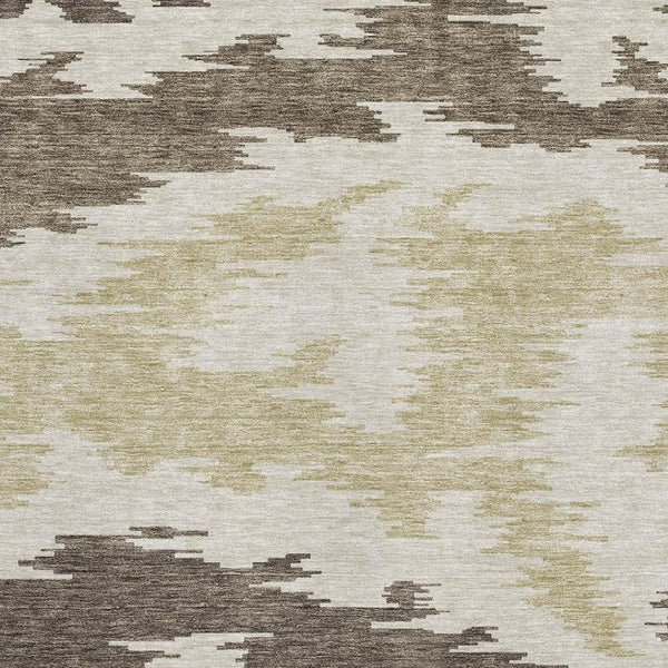 HomeRoots 8' X 10' Washable Chocolate Beige Taupe Abstract Area Rug – Durable, UV-Protected, Modern Style! 662835