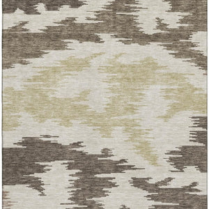 HomeRoots 8' X 10' Washable Chocolate Beige Taupe Abstract Area Rug – Durable, UV-Protected, Modern Style! 662835