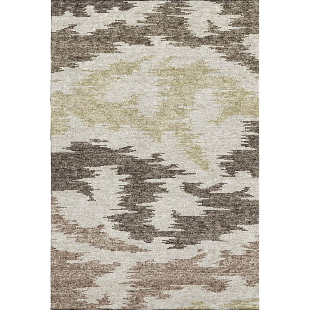 HomeRoots 9' X 12' Modern Abstract Washable Area Rug - Chocolate Beige Taupe, UV Protection & Stain-Resistant 662836