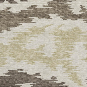 HomeRoots 9' X 12' Modern Abstract Washable Area Rug - Chocolate Beige Taupe, UV Protection & Stain-Resistant 662836