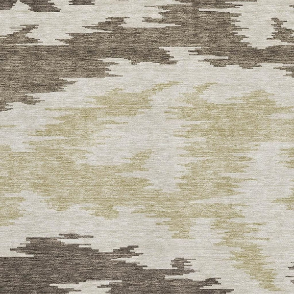 HomeRoots 9' X 12' Modern Abstract Washable Area Rug - Chocolate Beige Taupe, UV Protection & Stain-Resistant 662836