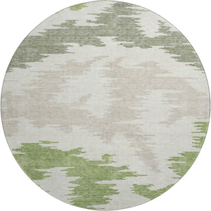 HomeRoots 8' Contemporary Abstract Washable Round Rug in Green, Taupe & Beige - UV Protected & Durable Design 662852