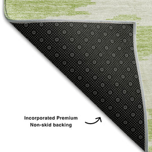 HomeRoots 8' Contemporary Abstract Washable Round Rug in Green, Taupe & Beige - UV Protected & Durable Design 662852