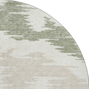 HomeRoots 8' Contemporary Abstract Washable Round Rug in Green, Taupe & Beige - UV Protected & Durable Design 662852