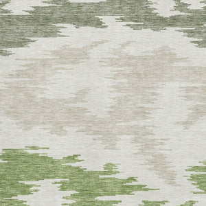 HomeRoots 8' X 10' Washable Area Rug in Green, Taupe & Beige - Durable, UV-Protected & Stain-Resistant Design 662853