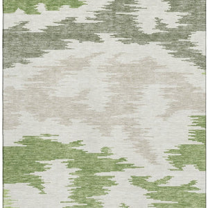 HomeRoots 8' X 10' Washable Area Rug in Green, Taupe & Beige - Durable, UV-Protected & Stain-Resistant Design 662853