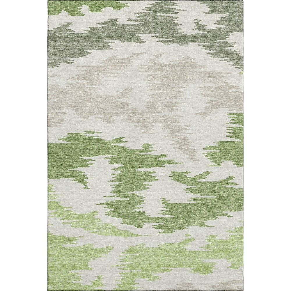 HomeRoots 10' X 14' Abstract Washable Area Rug in Green Taupe & Beige - UV Protected, Stain Resistant, Non-Slip! 662855