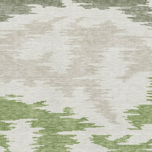 HomeRoots 10' X 14' Abstract Washable Area Rug in Green Taupe & Beige - UV Protected, Stain Resistant, Non-Slip! 662855
