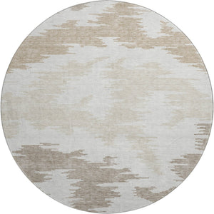 HomeRoots 8' Abstract Washable Round Rug in Ivory Beige & Taupe – UV Protected, Stain Resistant, Modern Design 662858