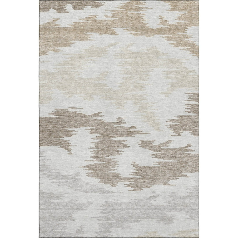 HomeRoots 10' X 14' Abstract Washable Area Rug in Ivory Beige & Taupe with UV Protection for High Traffic Homes 662861