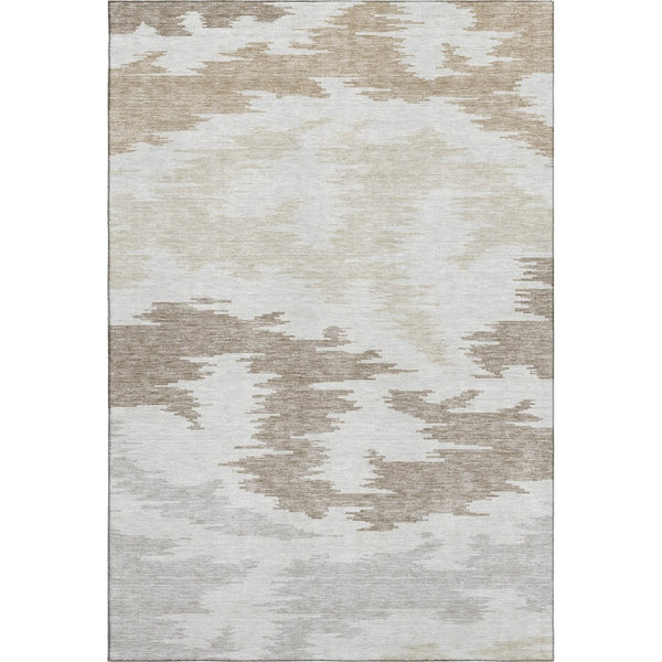 HomeRoots 10' X 14' Abstract Washable Area Rug in Ivory Beige & Taupe with UV Protection for High Traffic Homes 662861